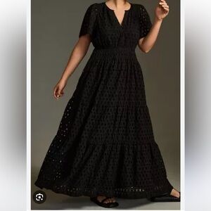 Anthropologie THE SOMERSET MAXI DRESS: EYELET EDITION, Black, XL